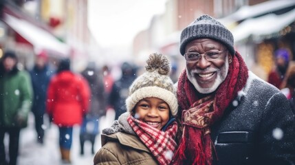 A family shares moments of joy while wandering through the enchanting Christmas market.