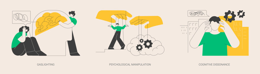 Mental abuse abstract concept vector illustrations. - obrazy, fototapety, plakaty