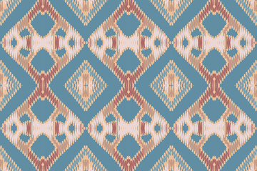 Ethnic ikat tropical traditional pattern folk antique background. Art graphic print design for carpet fabric texture textile wallpaper background backdrop rug.