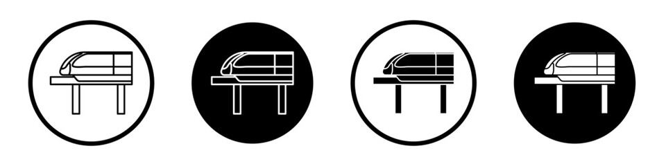Monorail vector icon set. Rail station symbol in black and white color. - obrazy, fototapety, plakaty