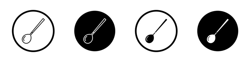 Spoon vector icon set. Cooking wooden teaspoon symbol in black and white color.