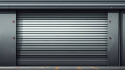 Roller door or roller shutter using for factory warehouse AI generated illustration - obrazy, fototapety, plakaty