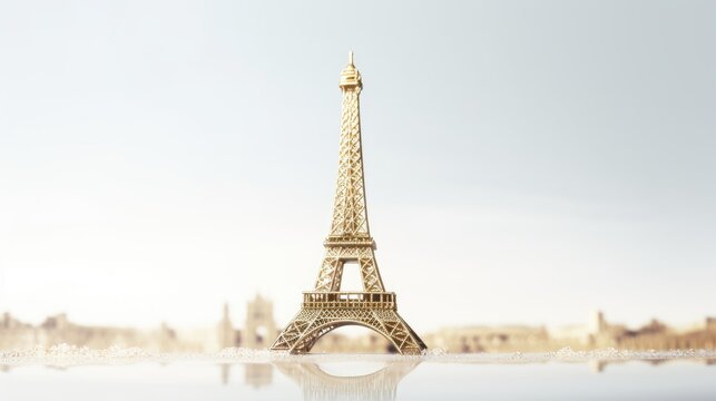 Parisian charm: Eiffel Tower souvenir on white.