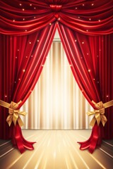Ribboncutting ceremony poster with red curtains AI generated illustration