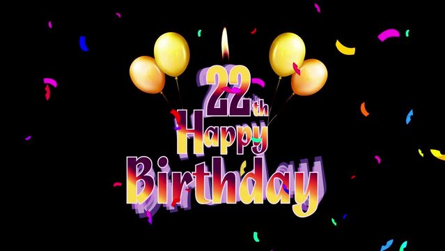 Happy Birthday 22th Celebration Colorfull Fireworks Logo Design Videos