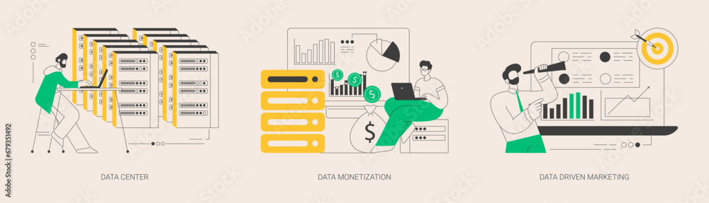 Aufkleber selling database abstract concept vector illustrations.