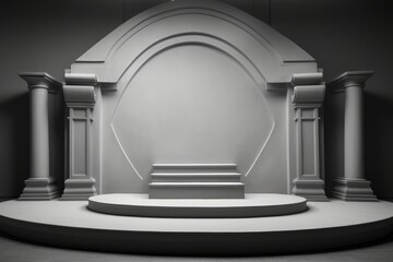 View of podium in monochrome palette AI generated illustration - obrazy, fototapety, plakaty