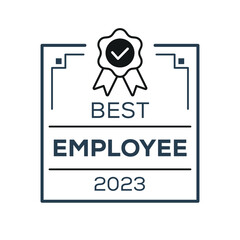 (Best Employee 2023) certificated badge, vector illustration.