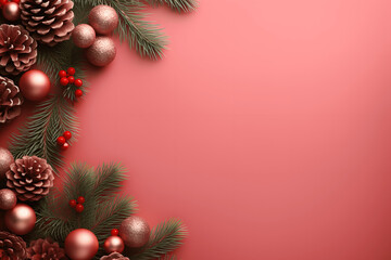 Fototapeta na wymiar christmas background with fir branches and cones