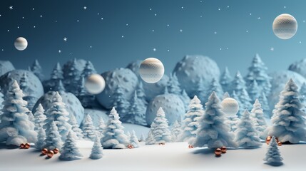 Fototapeta na wymiar Winter holidays minimalistic background AI generated illustration