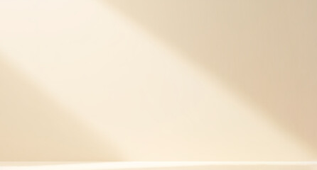 Minimalist Product Backdrop Background Neutral beige color. Soft shadow. Rustic style. 