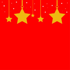 red christmas background and Gold Stars