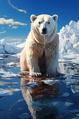 Fototapeta premium Polar bear on the melting ice