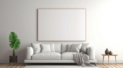 Home mockup. modern living room interior background. 3d render. generative AI illustration.	