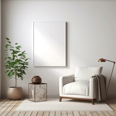Home mockup. modern living room interior background. 3d render. generative AI illustration.	