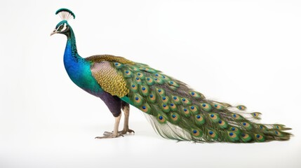 Obraz premium peacock full body on white background