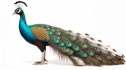 Fototapeta premium peacock full body on white background