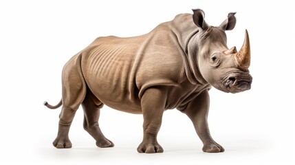 rhino full body on white background - obrazy, fototapety, plakaty