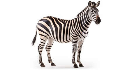 Fototapeta na wymiar zebra full body on white background