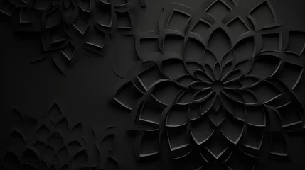 Papier Peint photo Style bohème Embossed black background, ethnic indian black background design. Geometric abstract pattern