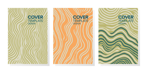 Set of trendy minimalist dynamic meander lines cover design layouts. Abstract modern aesthetic contemporary backgrounds for brochures, flyers, prints, posters.