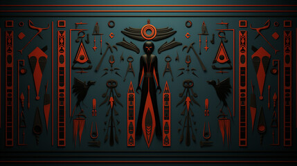 Symbols of ancient Egypt with an illustration