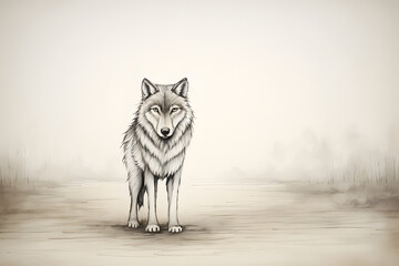 Sketched Wolf in outdoors