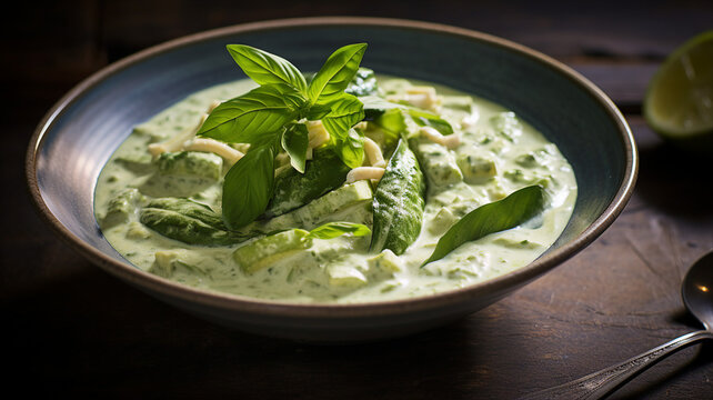 Aromatic Thai Green Curry with Coconut Milk and Basil