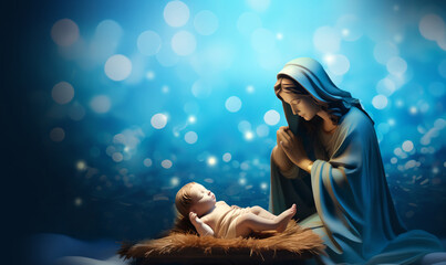 the Christmas story of the baby Jesus in the Christmas manger and the holy family