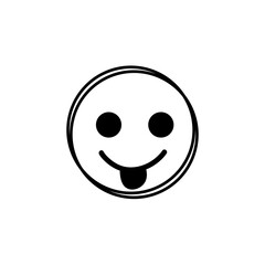 Doodle Emoji face icon. Hand drawn sketch style. 