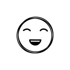 Doodle Emoji face icon. Hand drawn sketch style. 