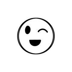 Doodle Emoji face icon. Hand drawn sketch style. 