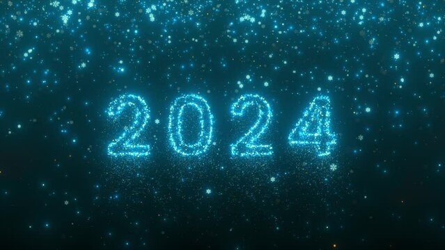2024 new year postcard, particle background animation