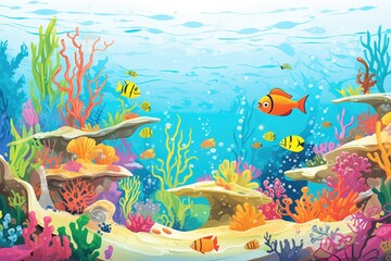 Naklejka na ściany i meble a vibrant coral reef populated with diverse marine life