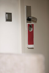 hotel door lock with sign