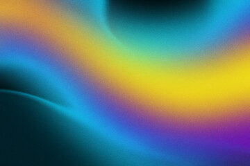 Obraz premium Colorful abstract waves retro purple yellow blue grainy gradient background noise defocused texture effect spring poster design 