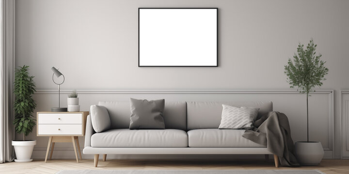 Mockup frame in living room interior