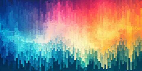 Abstract digital art, rainbow pixels dissipating like smoke