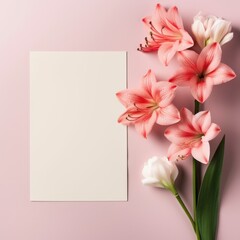 Obraz na płótnie Canvas Wallpaper and Greeting Card in Flat Lay Style, Mother's Day Sale, female, flat lay flowers with copyspace, banner, flora, holiday