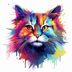 A cat colorful splash art Vector art