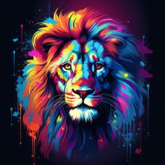 A lion king colorful splash art Vector art