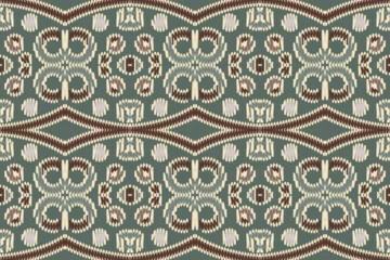 Papier Peint photo Lavable Style bohème African Ikat paisley seamless pattern.geometric ethnic oriental pattern traditional on green background.Aztec style abstract vector illustration.design texture,fabric,clothing,wrapping,carpet,print