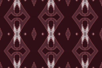 African Ikat paisley seamless pattern.geometric ethnic oriental pattern traditional on brown background.Aztec style abstract vector illustration.design texture,fabric,clothing,wrapping,carpet,print
