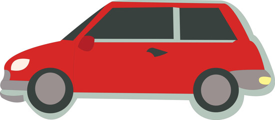 Red Compact Car Vector Side View Illustration of a Small City Car