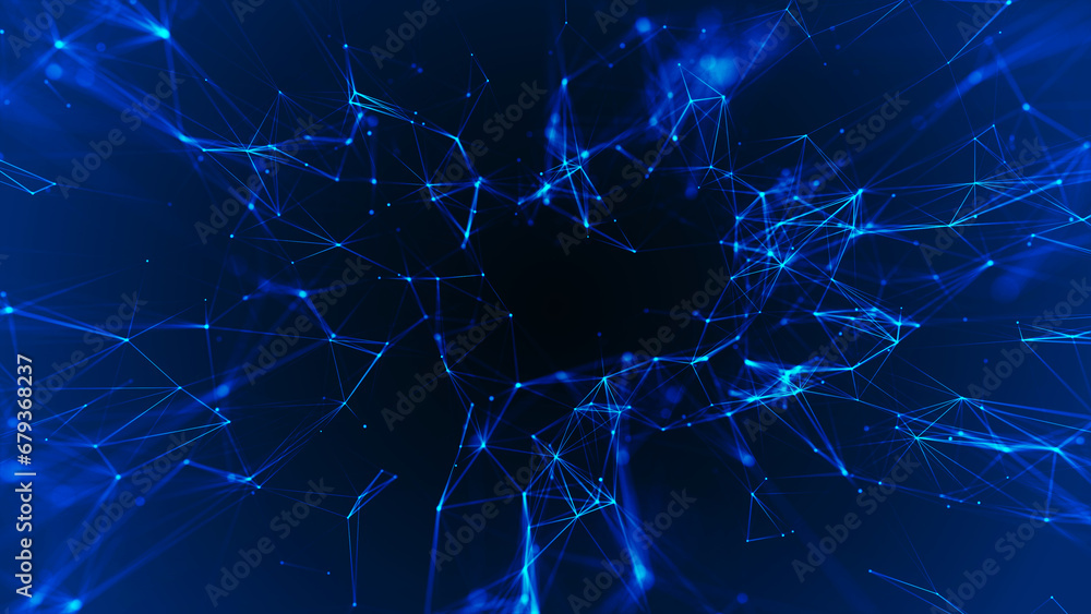 Poster network connection structure. big data. connecting points and lines. abstract technology background.