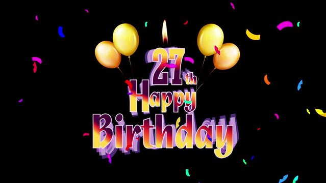 Happy Birthday 27th Celebration Colorfull Fireworks Logo Design Videos
