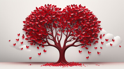 Valentine holiday background with heart shaped tree