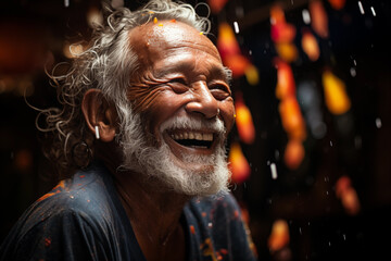 An older man laughing with a big smile