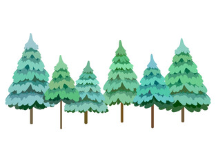Flat vector illustration of a pine tree forest.