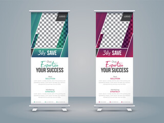 Colorful corporate business roll up banner or professional x-banner template